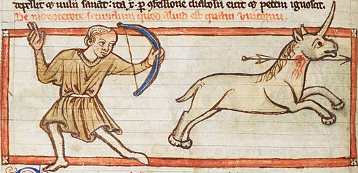 Monoceros - Bestiary Harley MS 3244, ff 36r-71v. Late 12th century-Early 13th century.